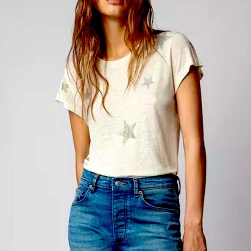 Zadig & Voltaire Skinny Women's Top with Strass Crystal Stars Sz M